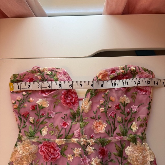 For Love and Lemons Luna Mini Dress embroidered Floral Pink - XS - Picture 13 of 15